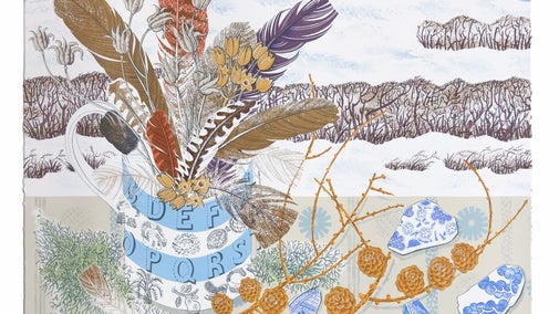 Angie Lewin_Spey Larch and Feathers screenprint